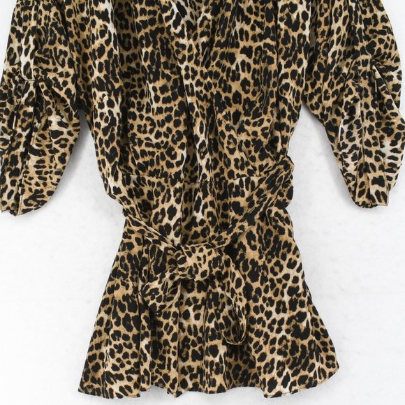 City Chic Women Leopard-Print Faux-Wrap Top Blouse - Picture 7 of 9